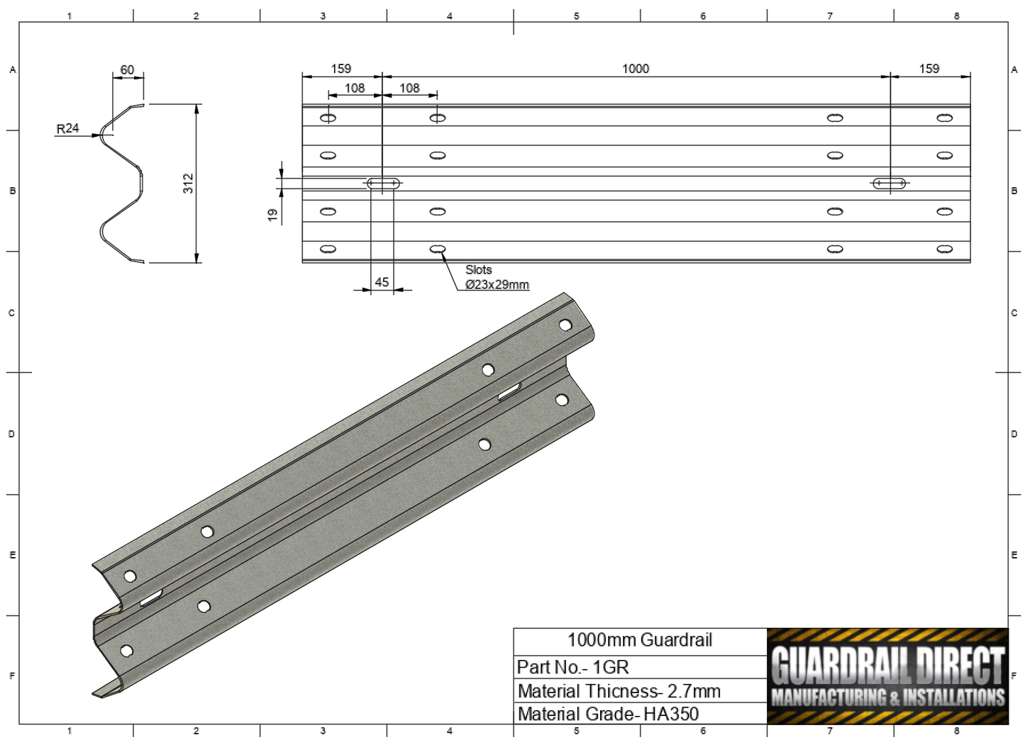 1000mm Guardrail