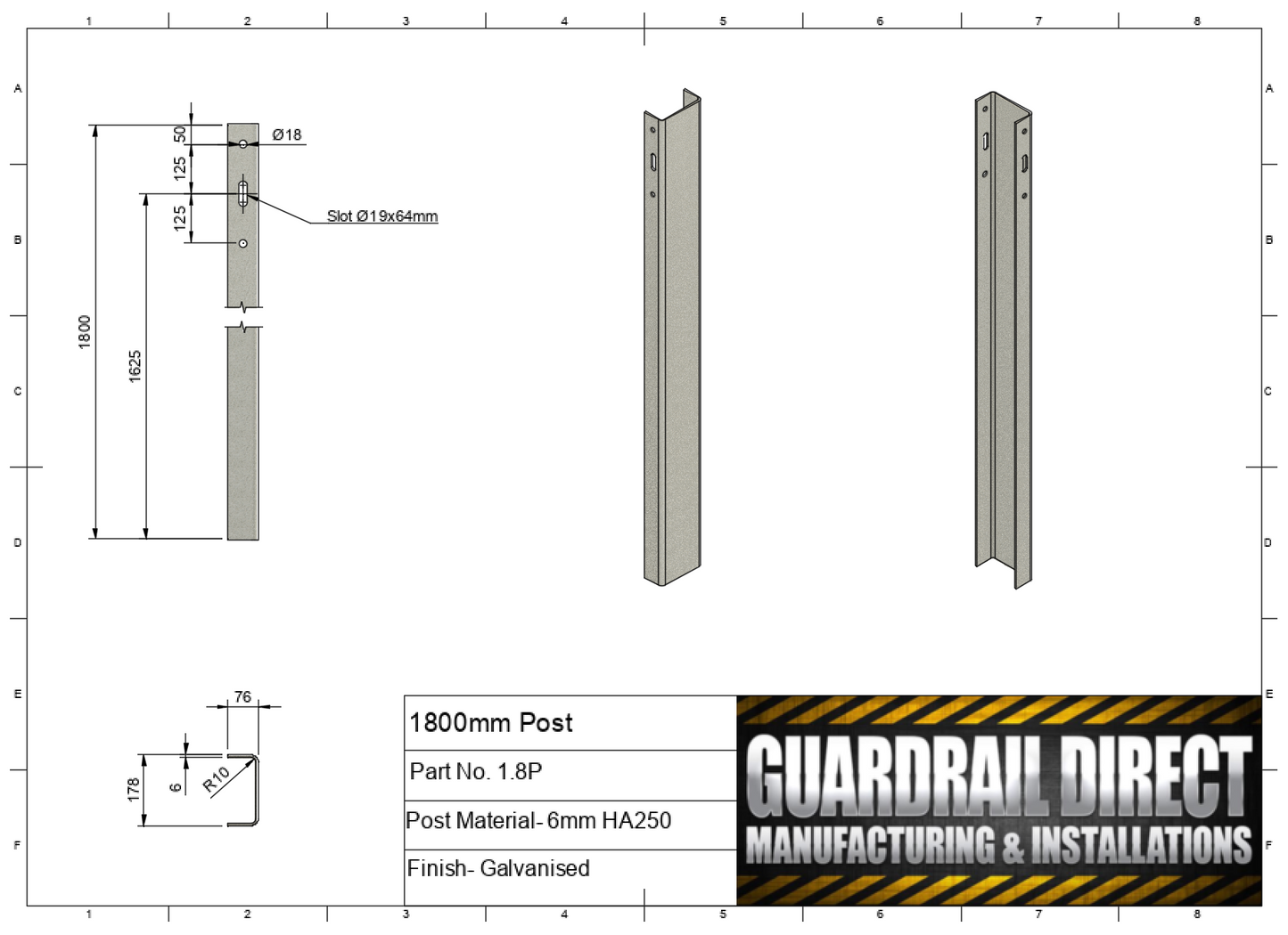 1800mm "C" Post Inground