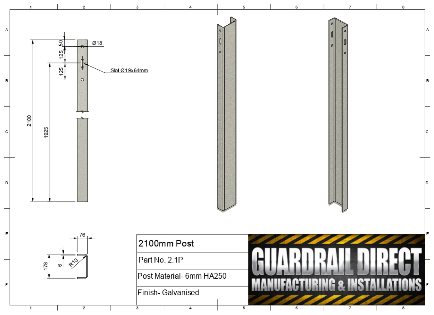 2100mm "C" Post Inground