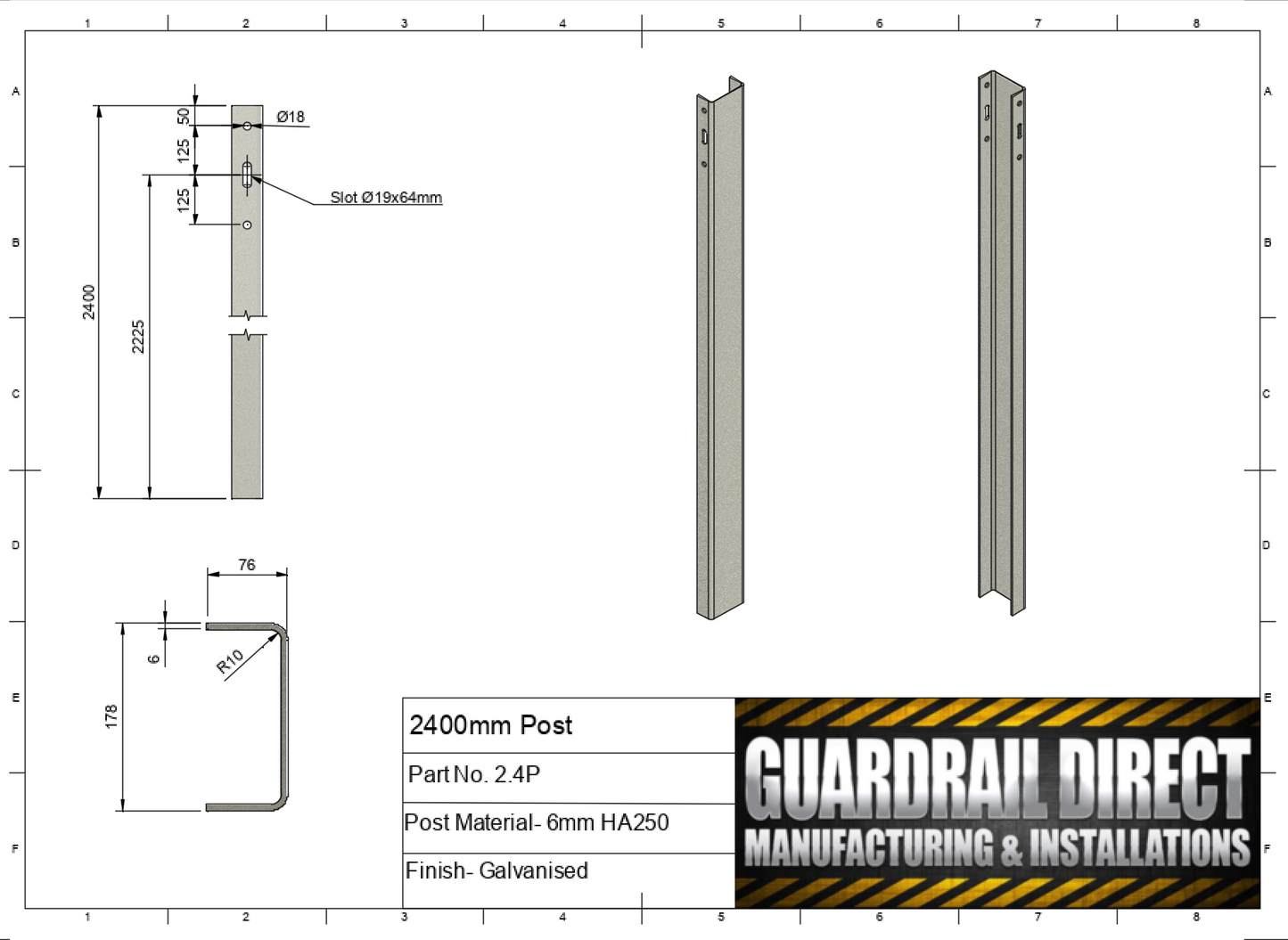 2400mm "C" Post Inground