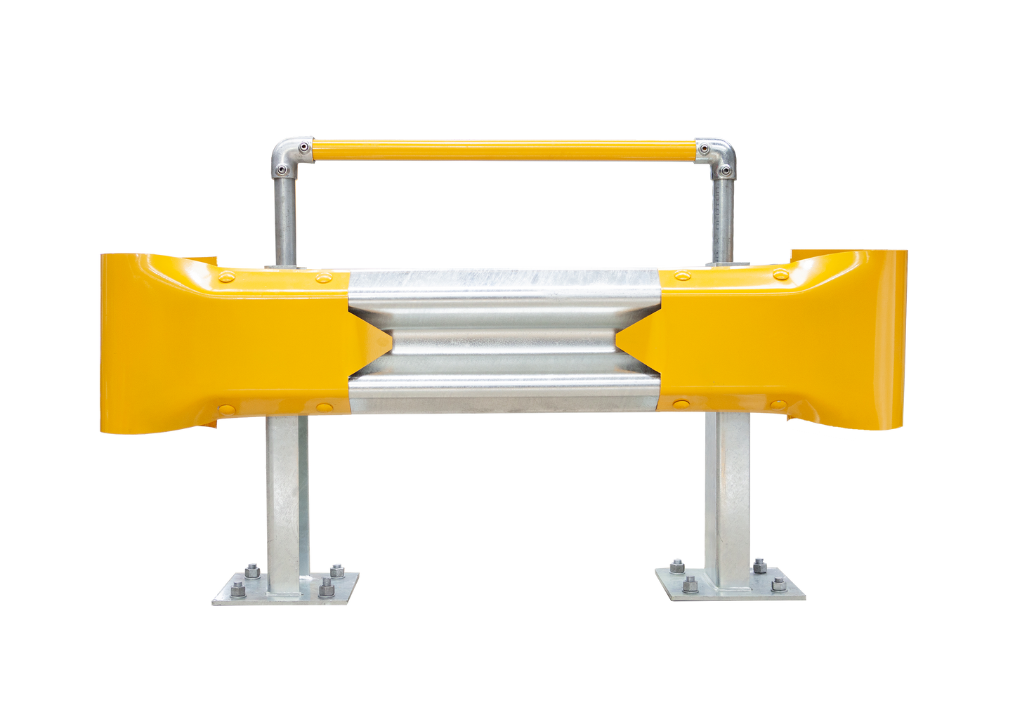 1m Guardrail kit with yellow bullnoses and handrail