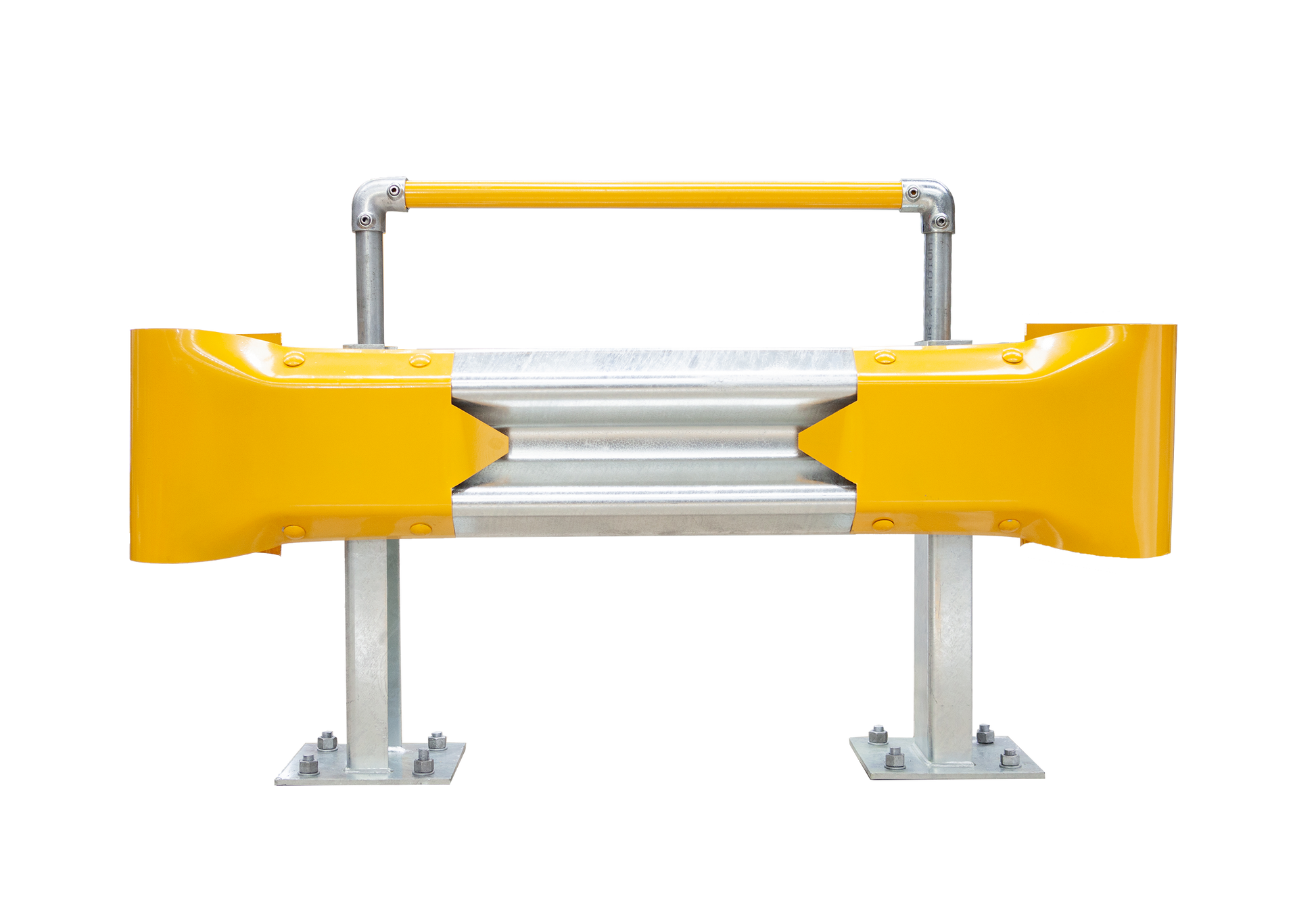 1m Guardrail kit with yellow bullnoses and handrail
