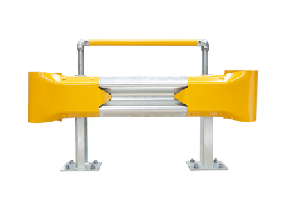 1m Guardrail kit with yellow bullnoses and handrail