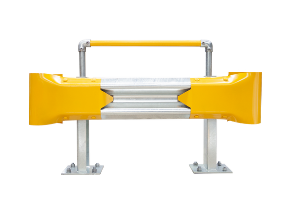 1m Guardrail kit with yellow bullnoses and handrail
