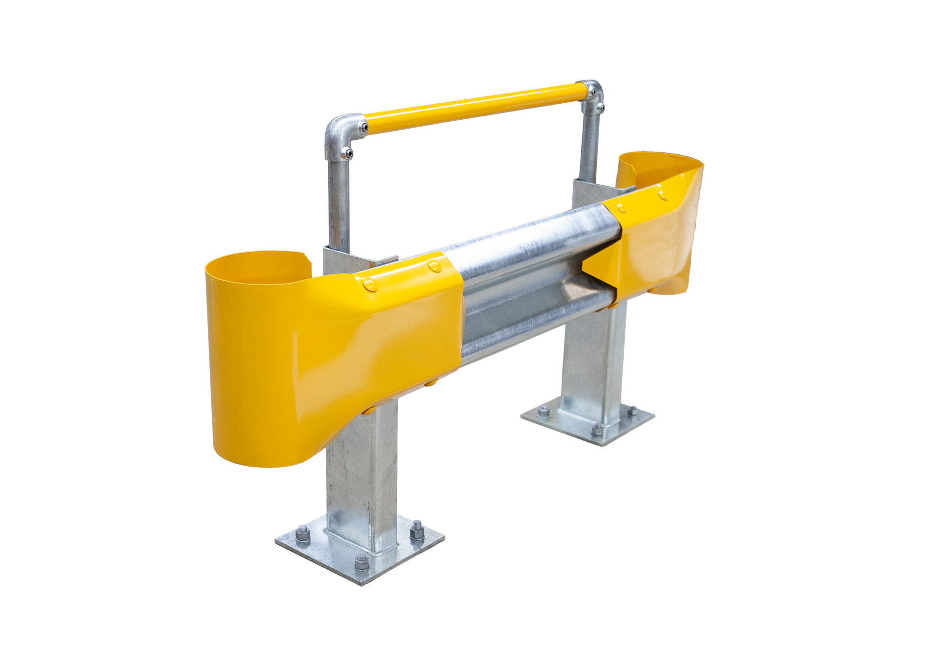 1m Guardrail kit with yellow bullnoses and handrail