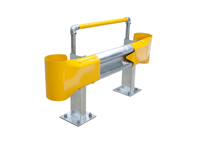 1m Guardrail kit with yellow bullnoses and handrail