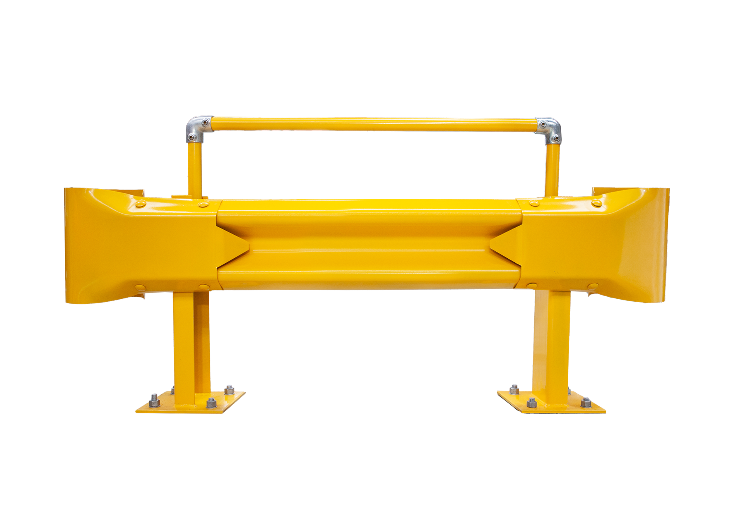 Yellow Guard Rails With Caps 1.5m Guardrail kit yellow with handrail