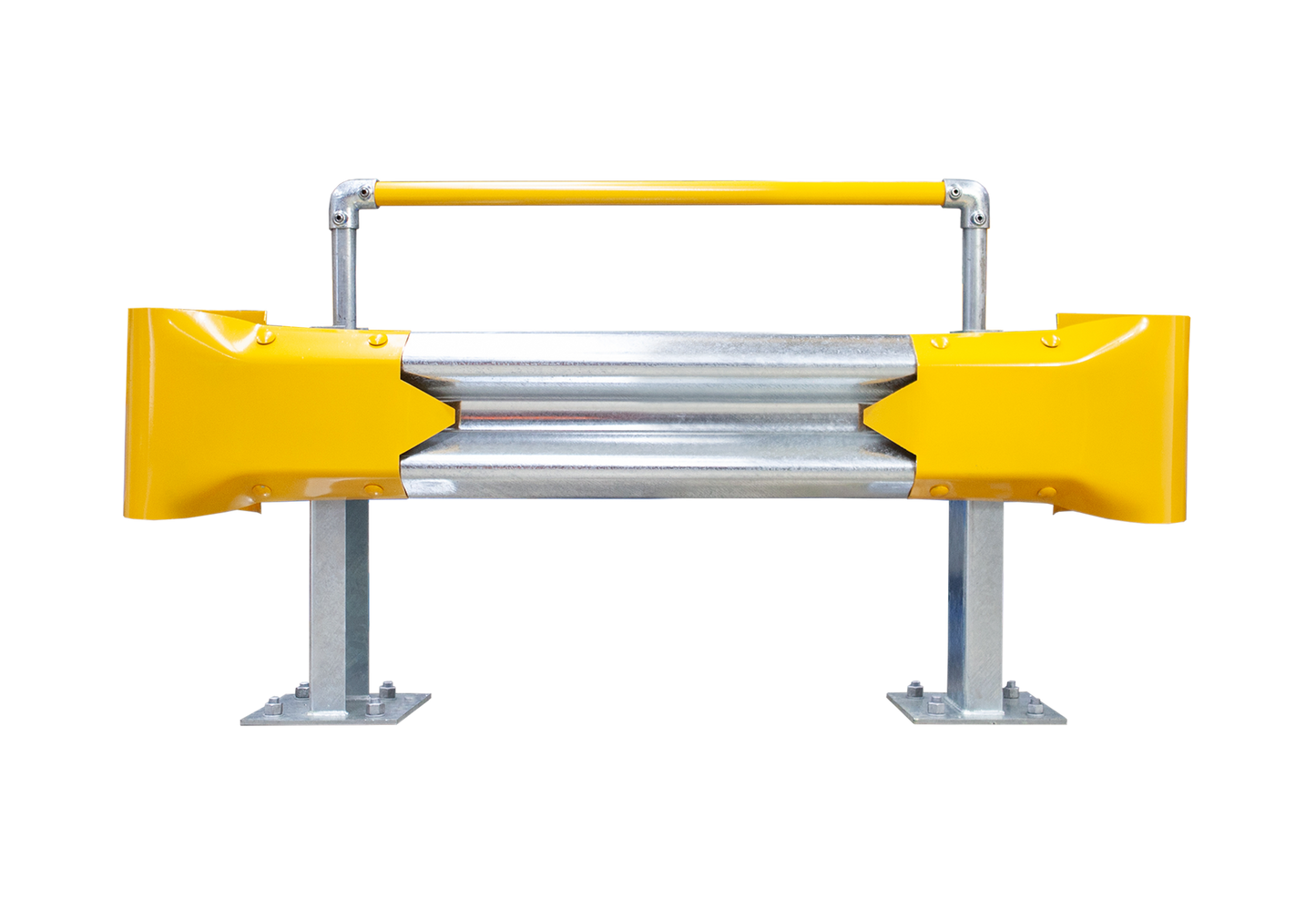 1.5m Guardrail kit with yellow bullnoses and handrail