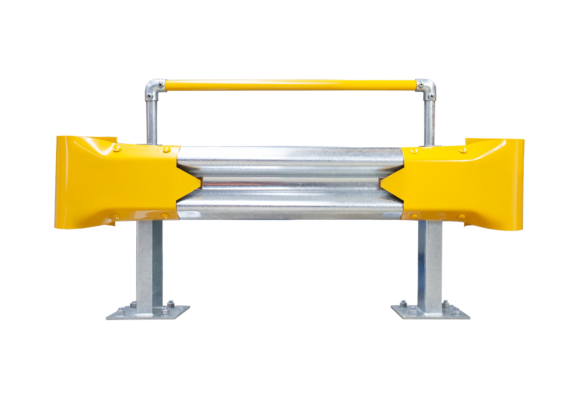 1.5m Guardrail kit with yellow bullnoses and handrail