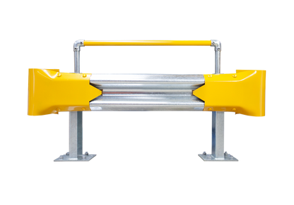 1.5m Guardrail kit with yellow bullnoses and handrail