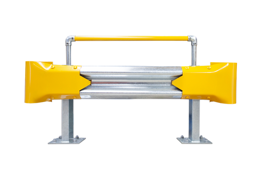 1.5m Guardrail kit with yellow bullnoses and handrail