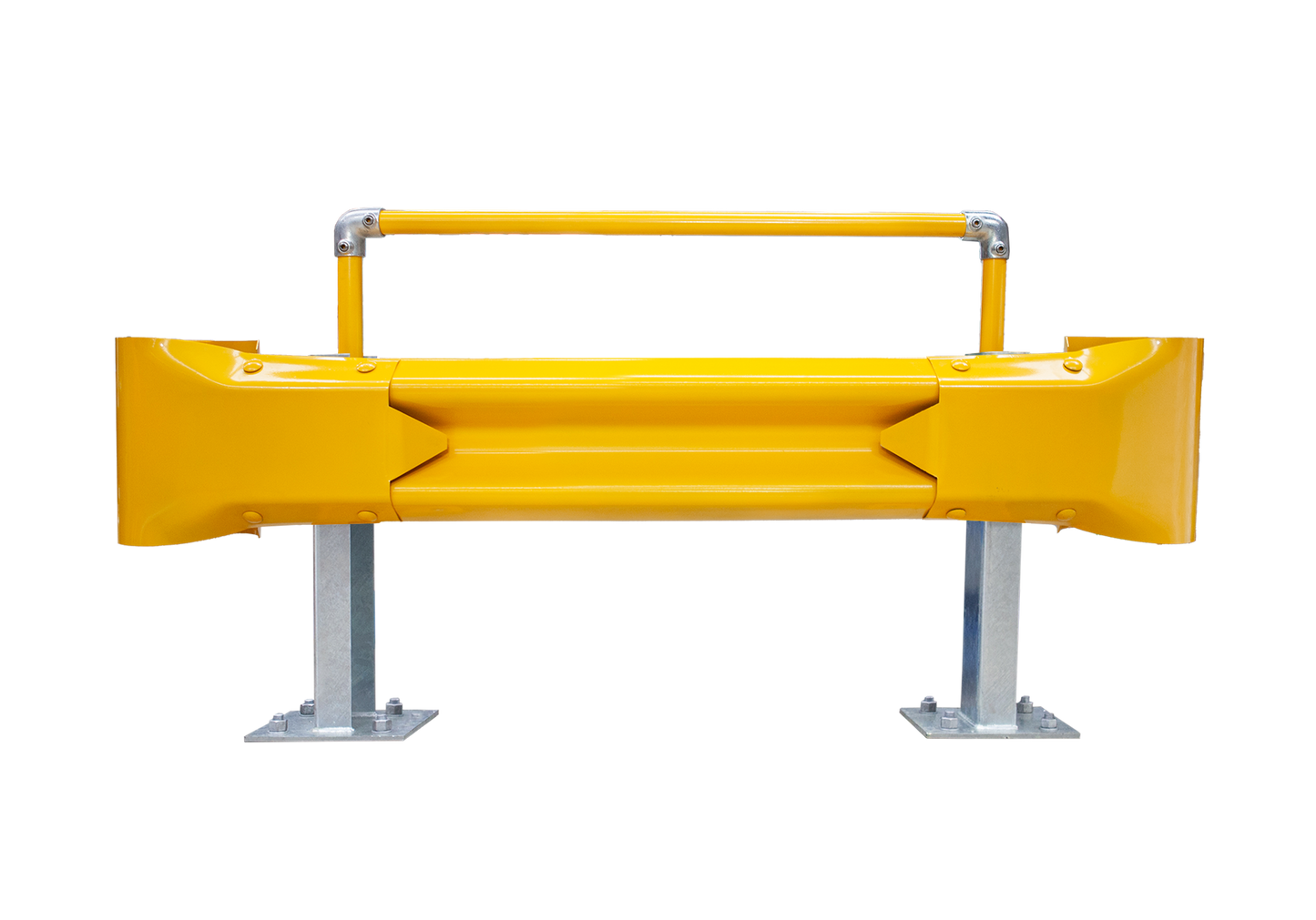 1.5m Guardrail kit with yellow rail, bullnoses and handrail