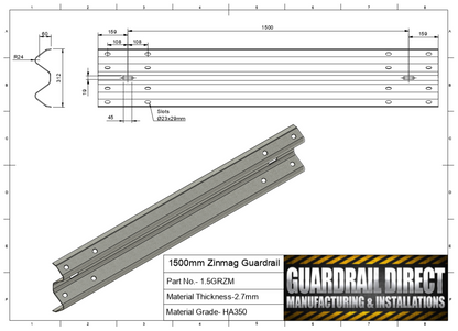 1500mm Zinmag Guardrail
