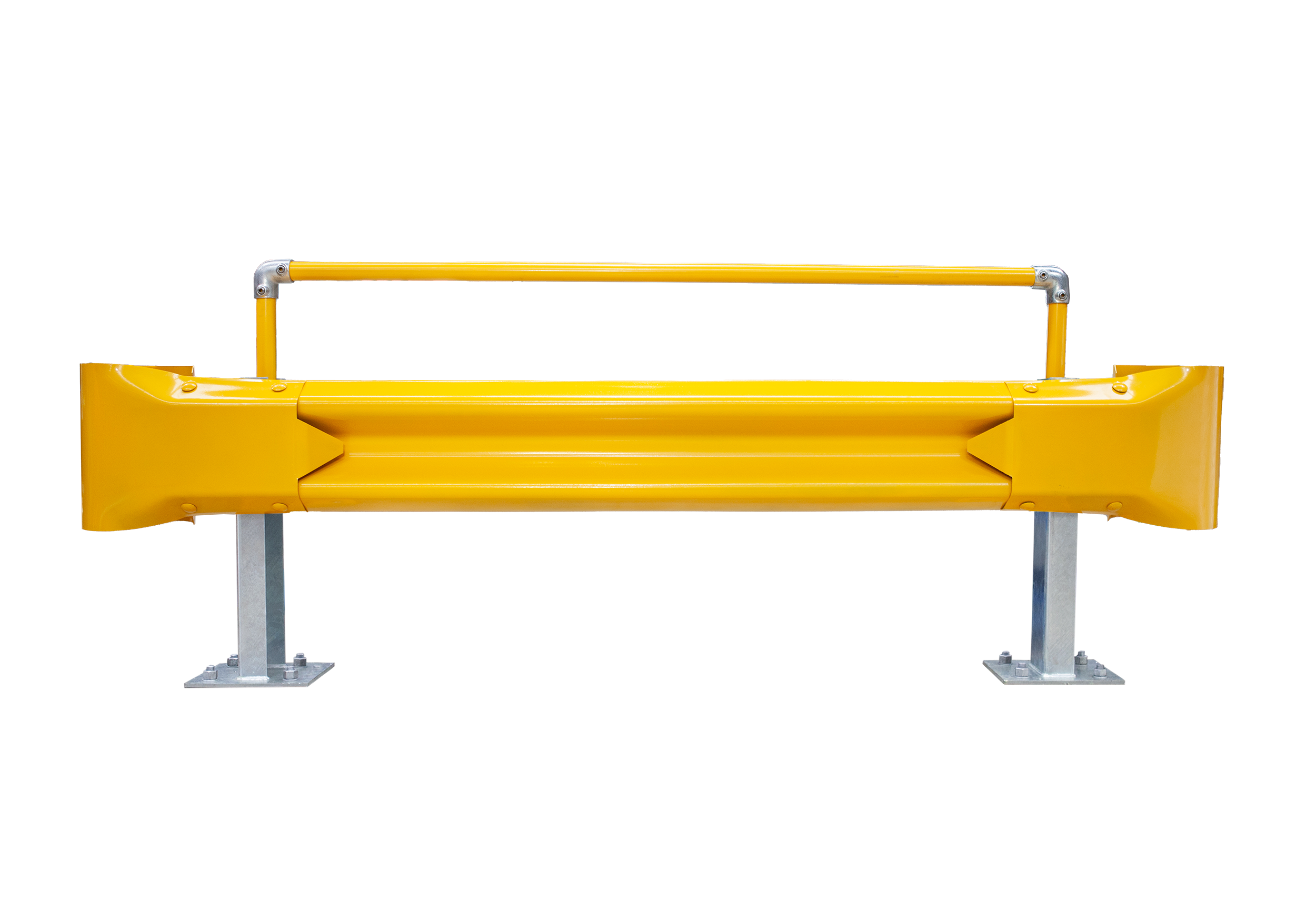 2m Guardrail kit with yellow rail, bullnoses and handrail