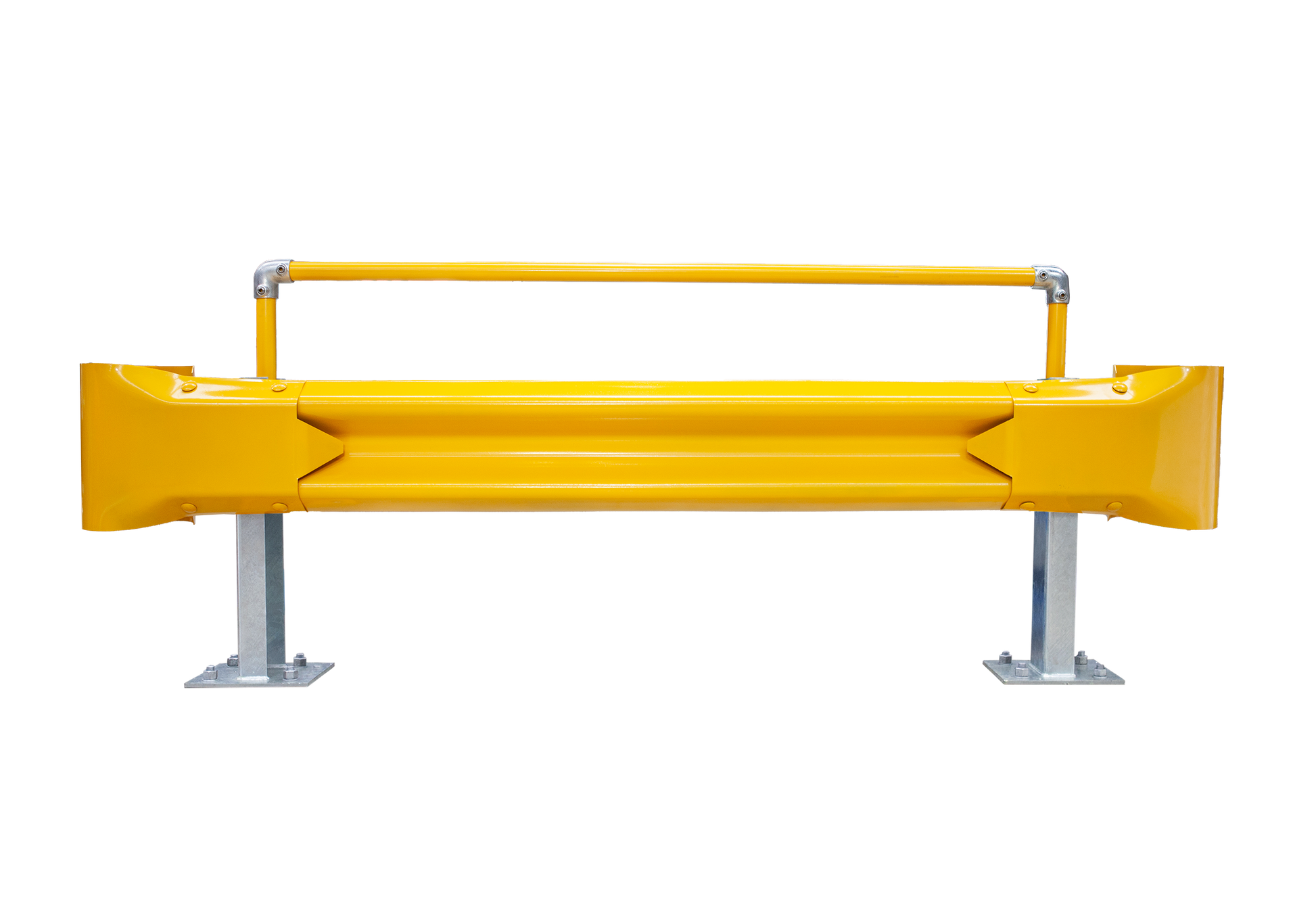 2m Guardrail kit with yellow rail, bullnoses and handrail