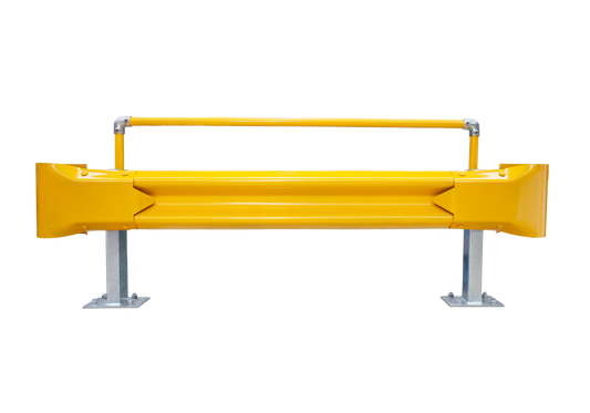 2m Guardrail kit with yellow rail, bullnoses and handrail