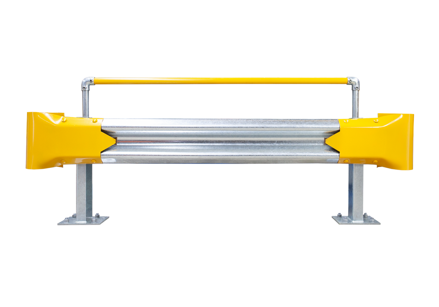 2m Guardrail kit with yellow bullnoses and handrail