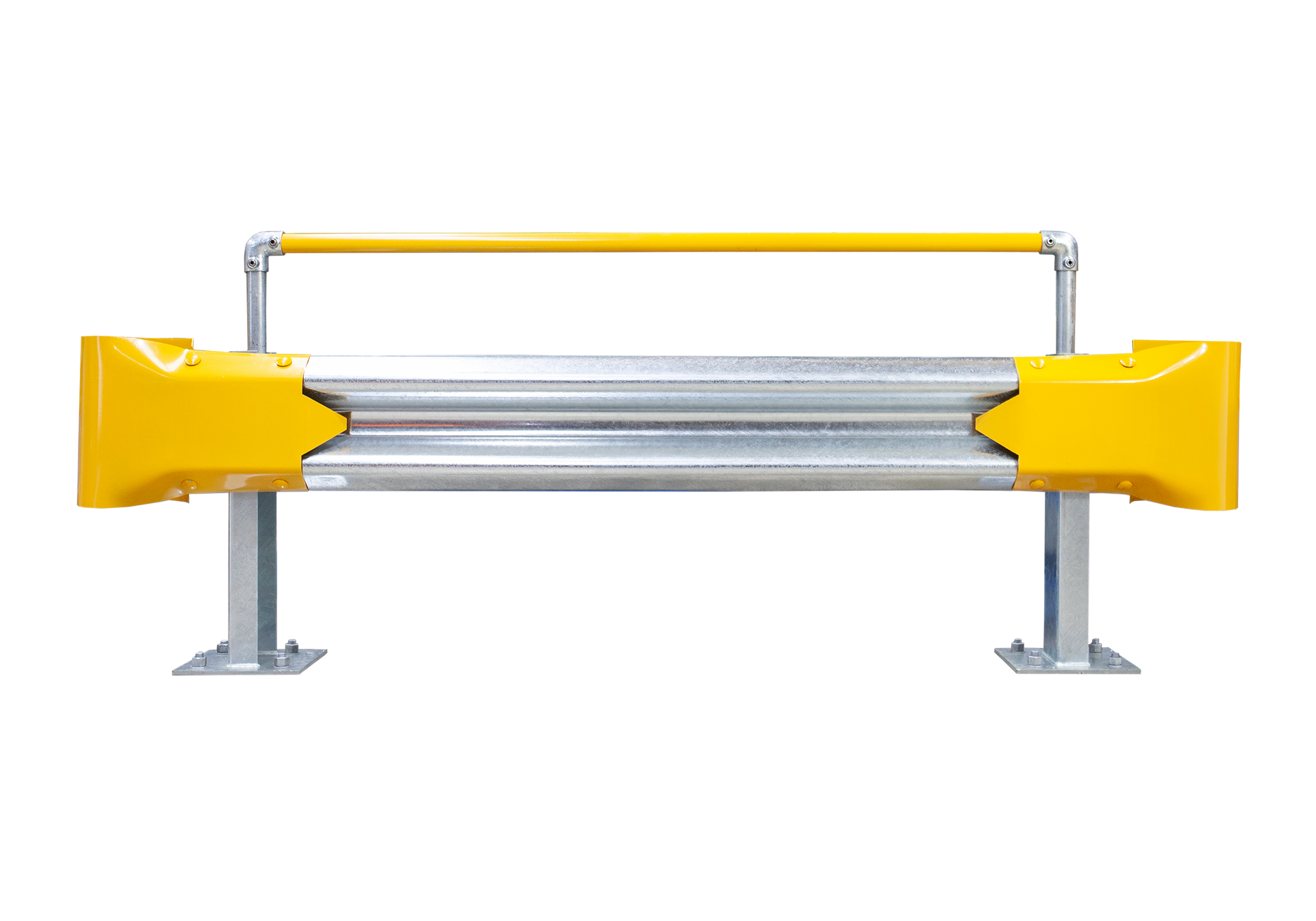 2m Guardrail kit with yellow bullnoses and handrail
