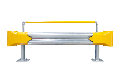 2m Guardrail kit with yellow bullnoses and handrail