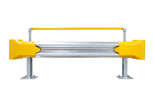 2m Guardrail kit with yellow bullnoses and handrail