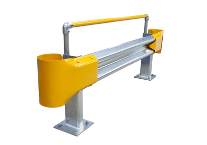 2m Guardrail kit with yellow bullnoses and handrail