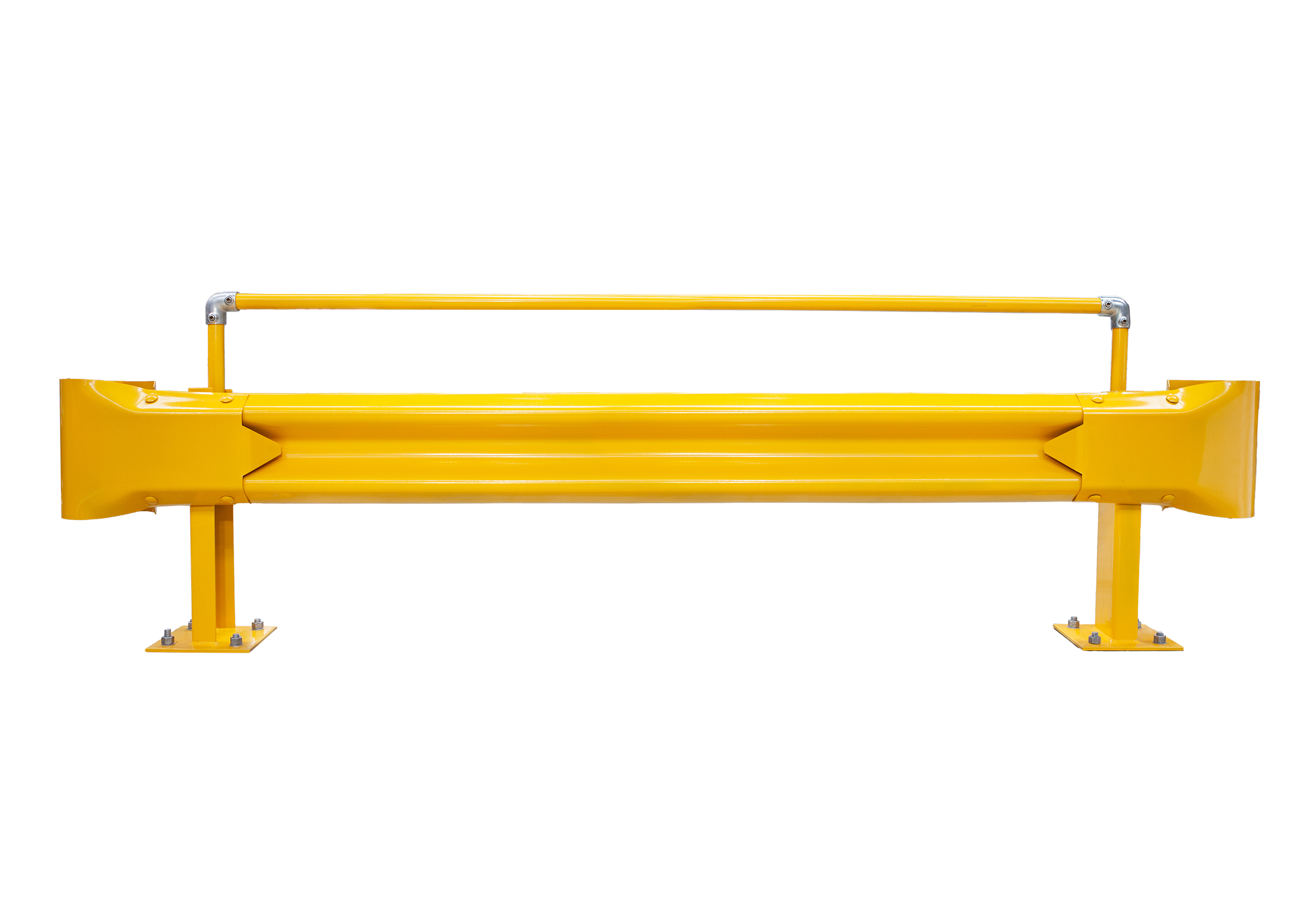 Yellow Guard Rails With Caps 2.5m Guardrail kit yellow with handrail