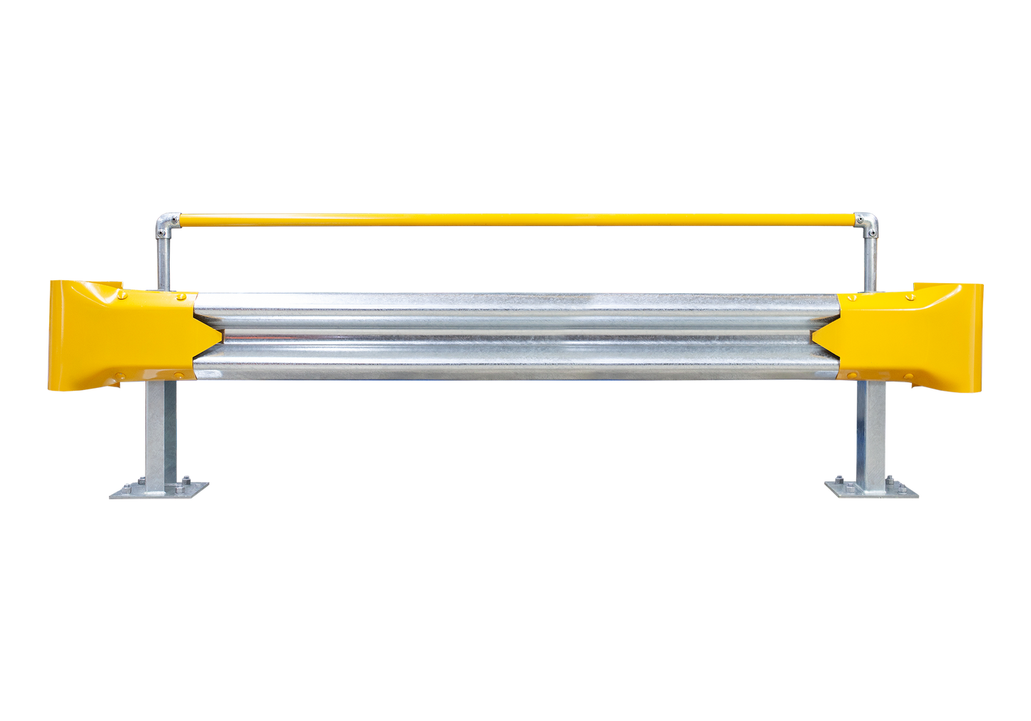 2.5m Guardrail kit with yellow bullnoses and handrail
