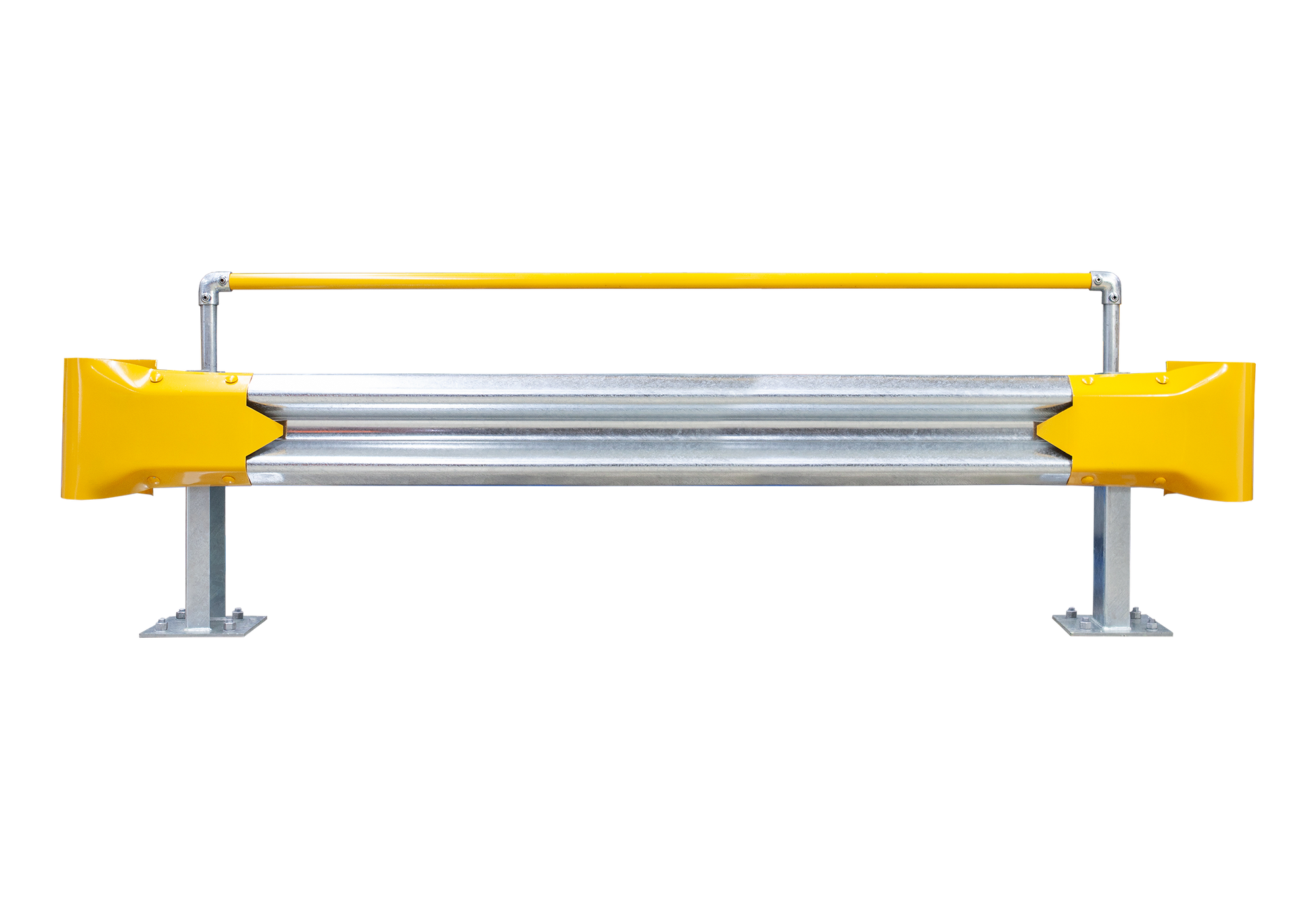 2.5m Guardrail kit with yellow bullnoses and handrail