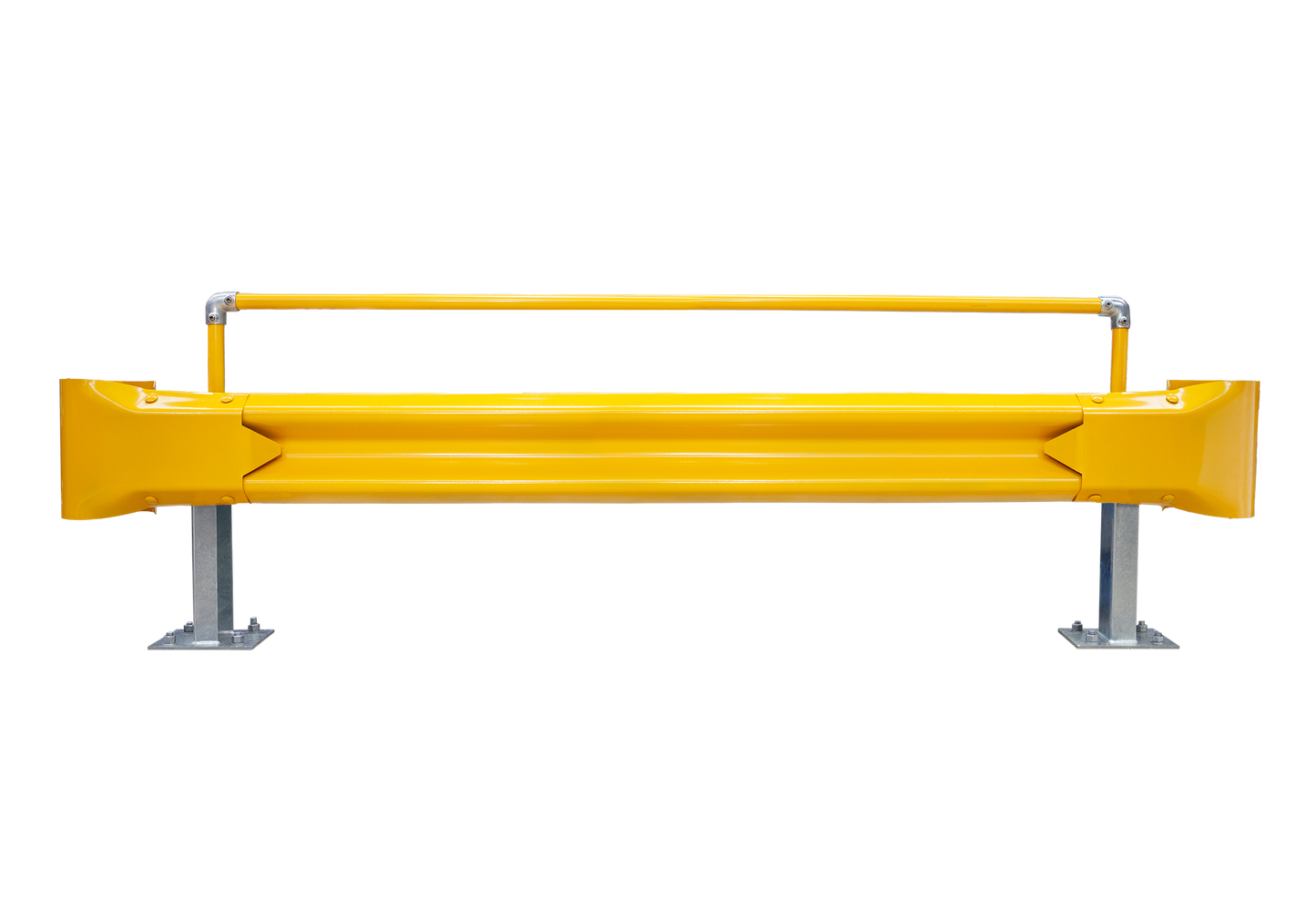2.5m Guardrail kit with yellow rail, bullnoses and handrail