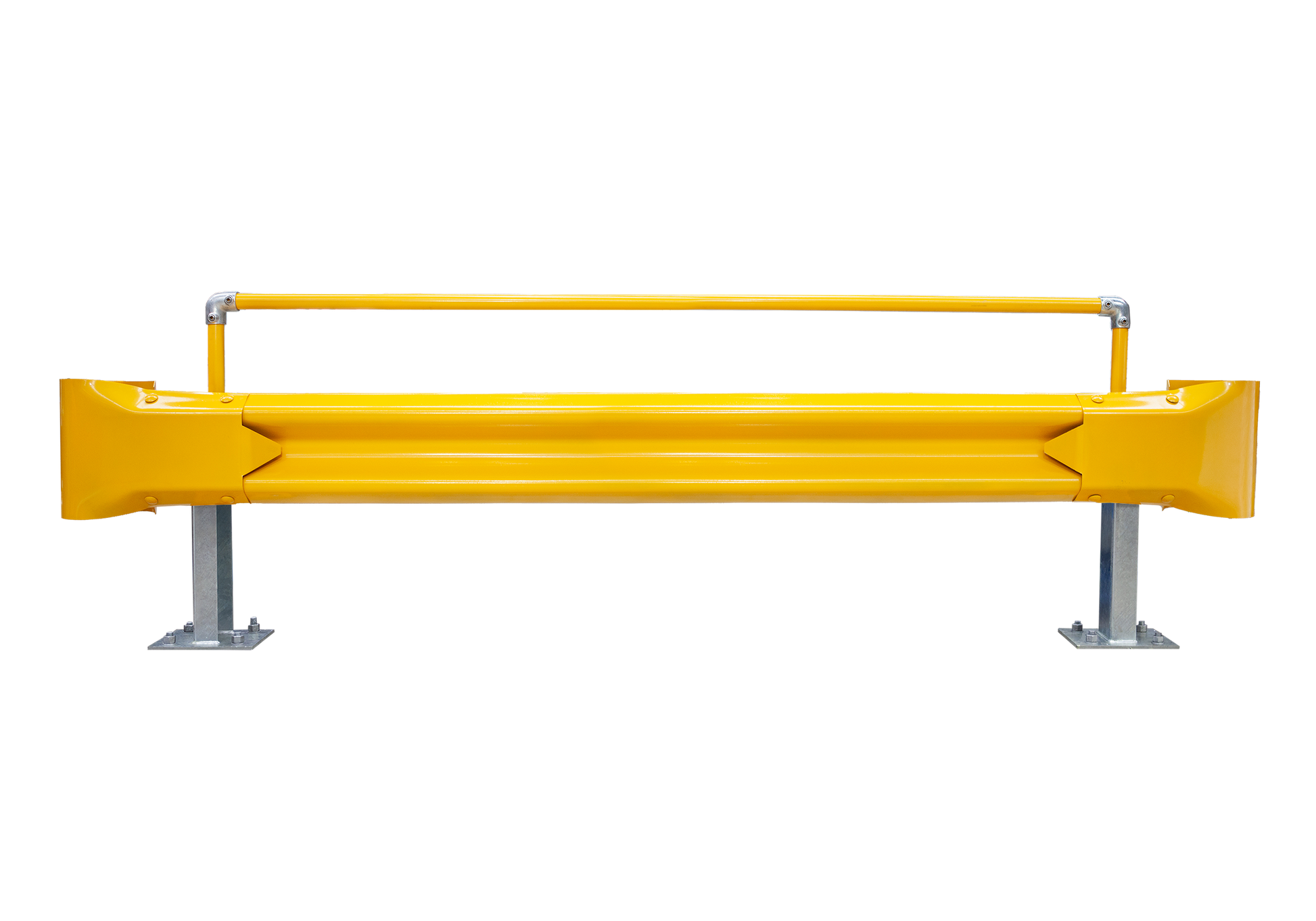 2.5m Guardrail kit with yellow rail, bullnoses and handrail