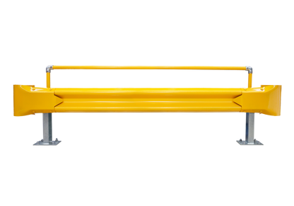 2.5m Guardrail kit with yellow rail, bullnoses and handrail