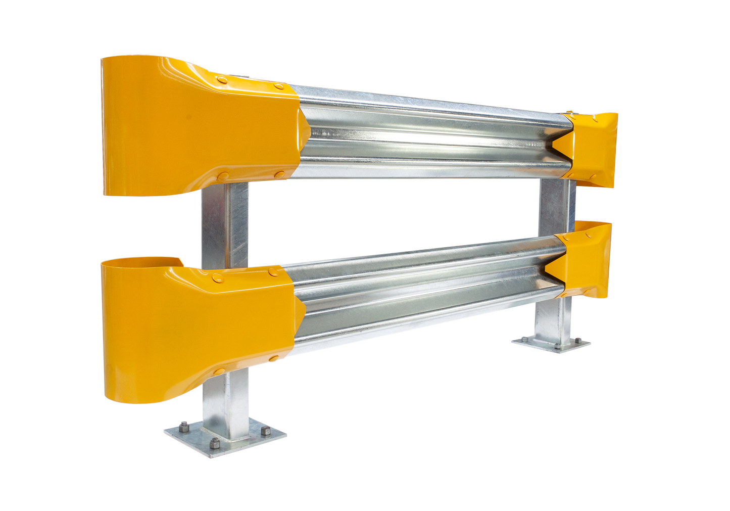 2m Double Height Guardrail kit with yellow bullnoses