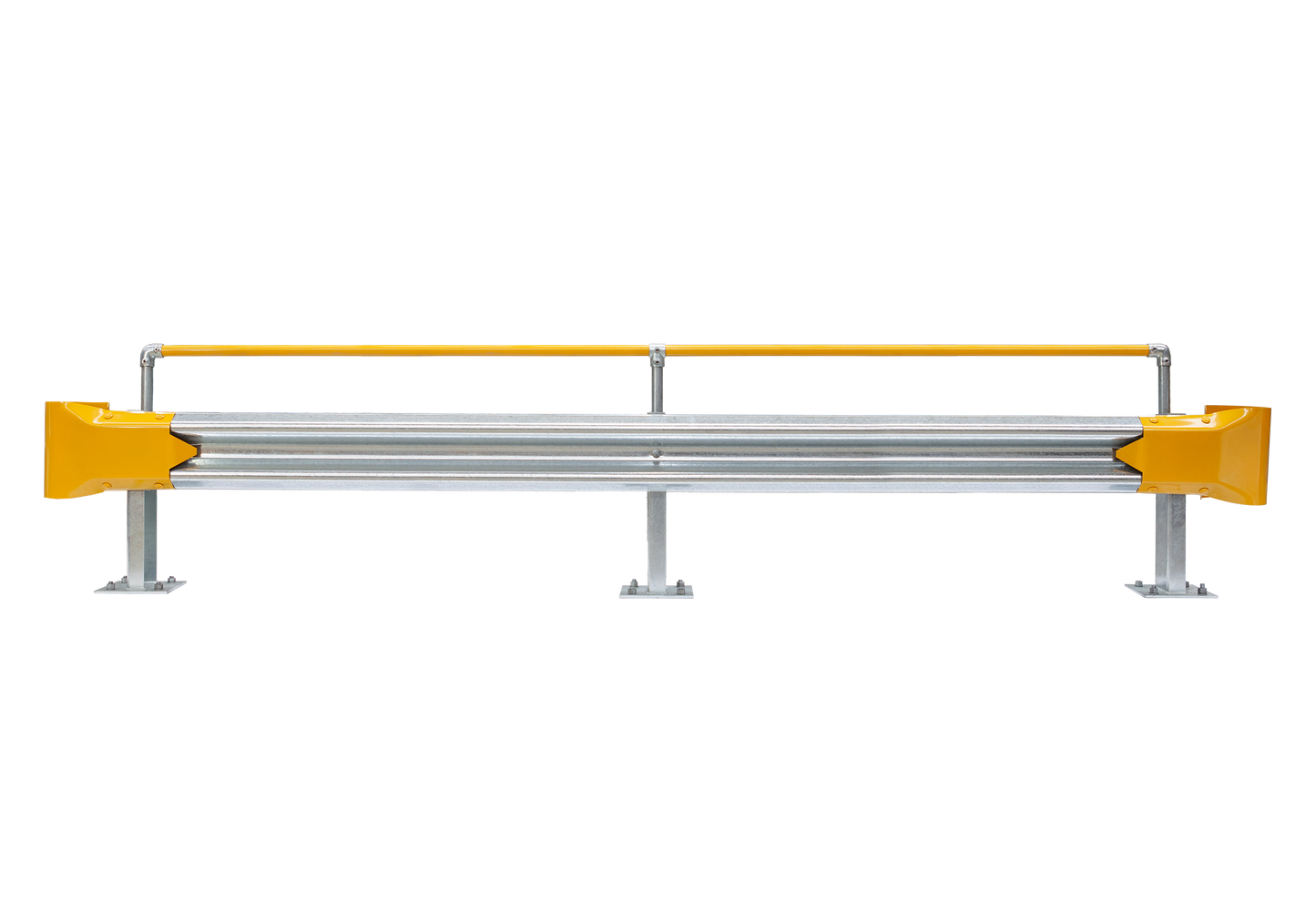 3.81m Guardrail kit with yellow bullnoses and handrail