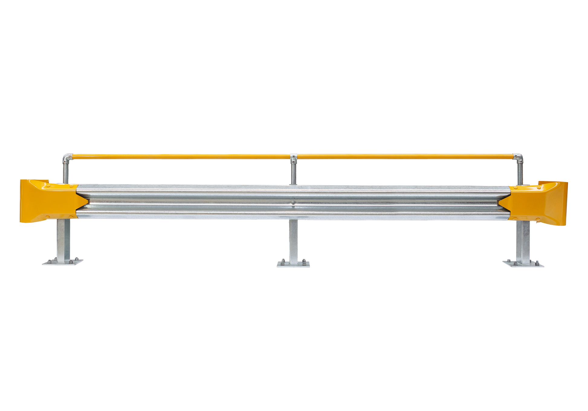 3.81m Guardrail kit with yellow bullnoses and handrail