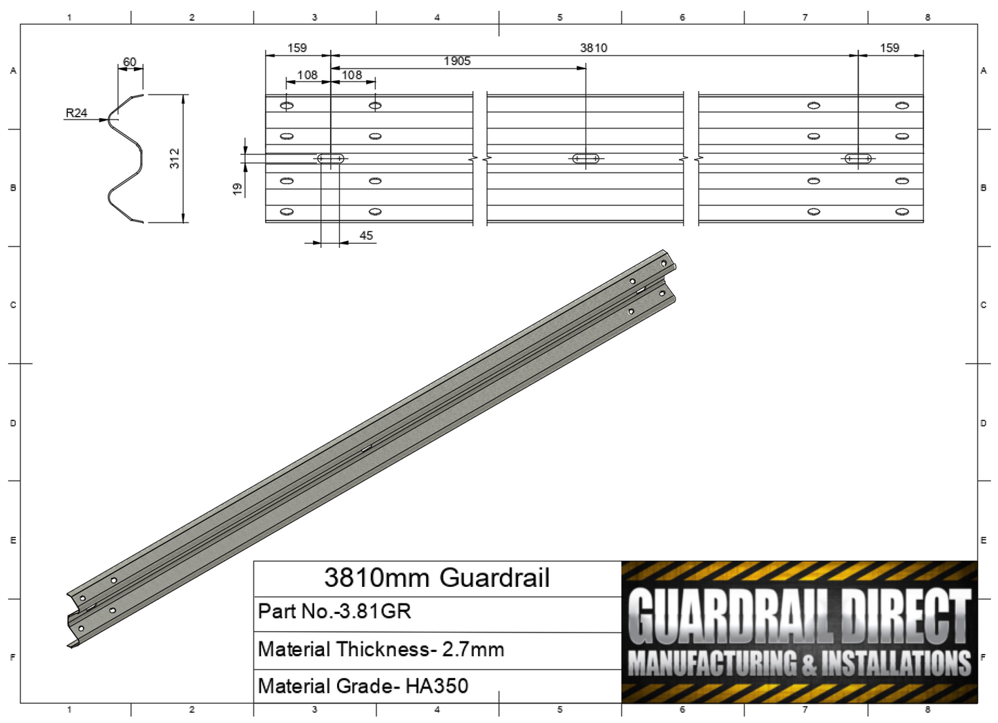 3810mm Guardrail