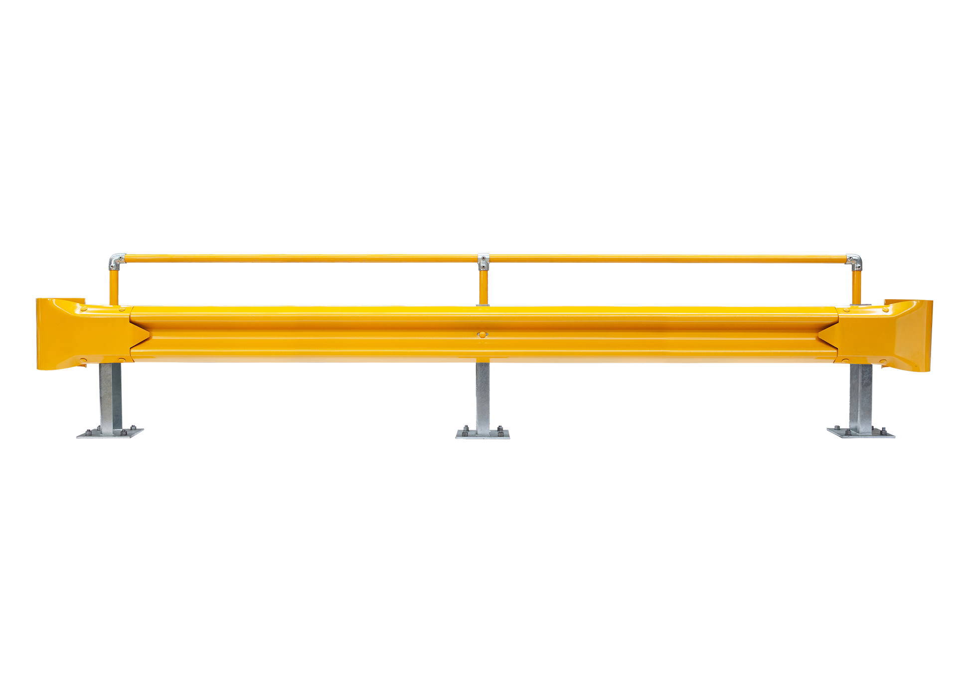 3.81m Guardrail kit with yellow rail, bullnoses and handrail