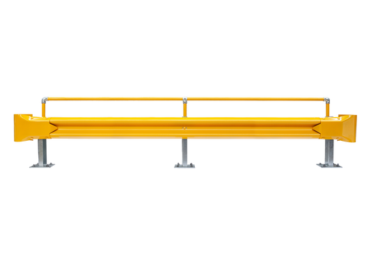 3.81m Guardrail kit with yellow rail, bullnoses and handrail