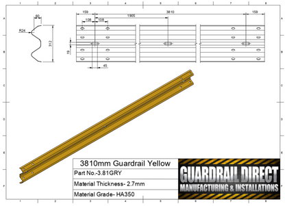 3810mm Guardrail Yellow