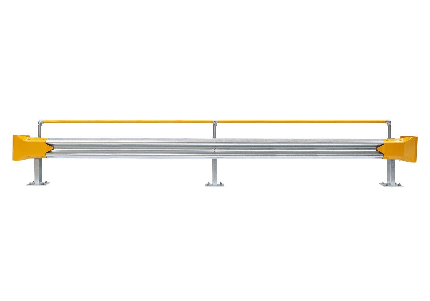 5m Guardrail kit with yellow bullnoses and handrail
