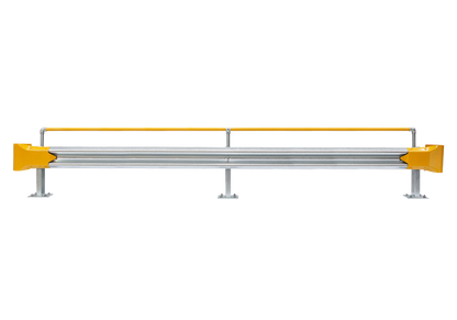 5m Guardrail kit with yellow bullnoses and handrail