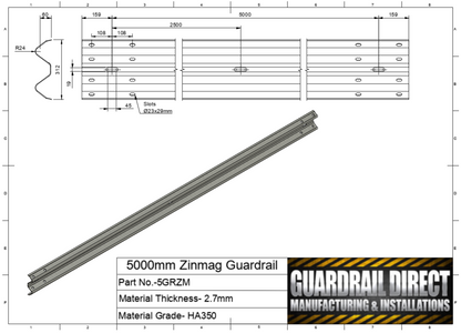 5000mm Zinmag Guardrail
