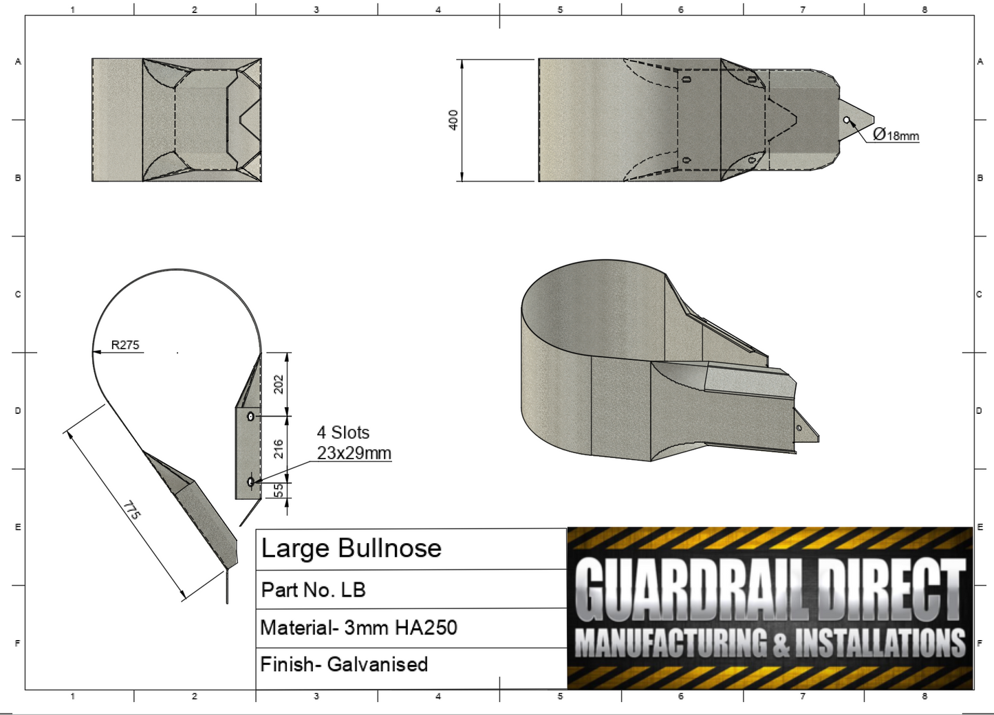 Large Bullnose Galvanized