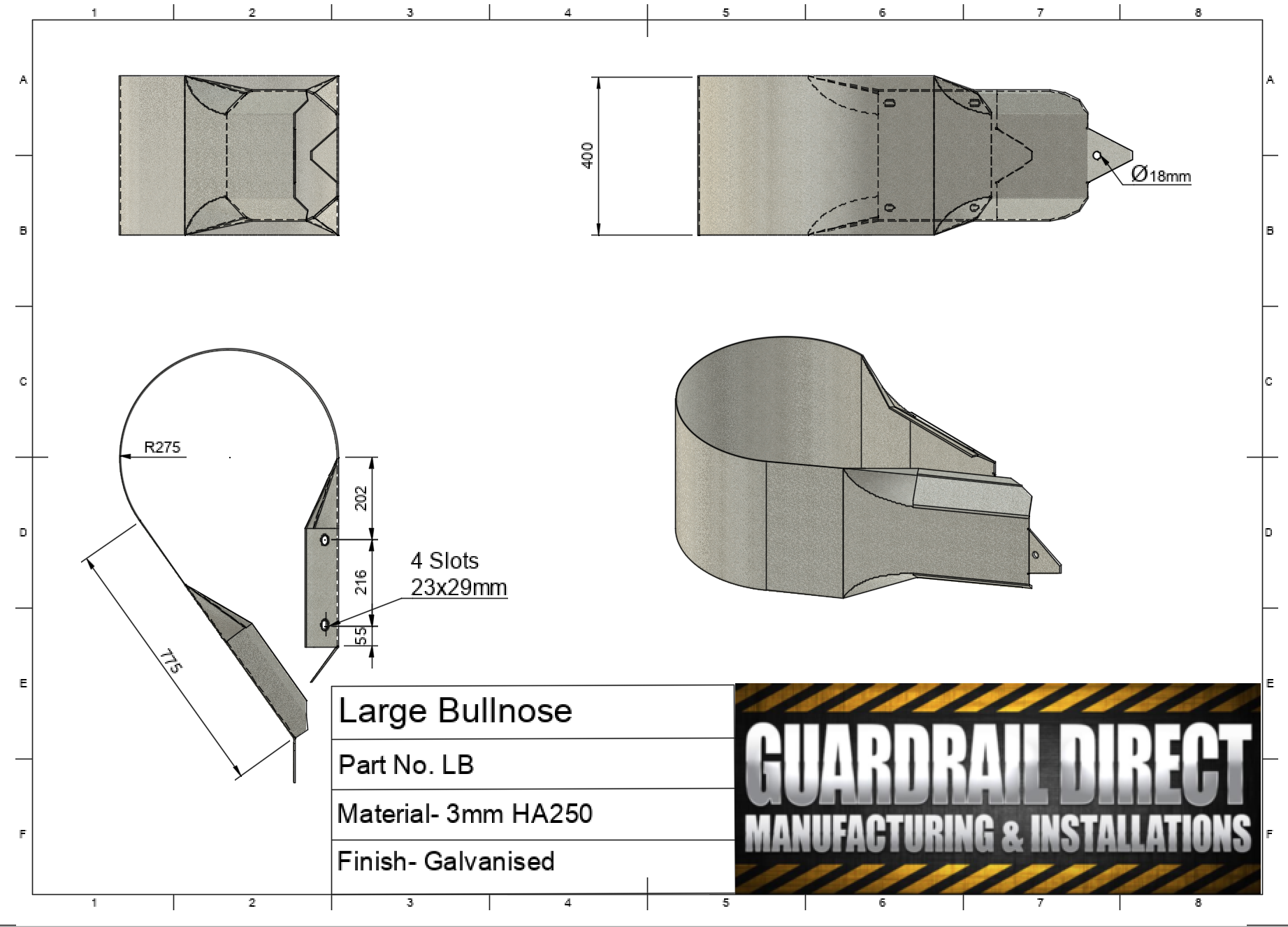 Large Bullnose Galvanized